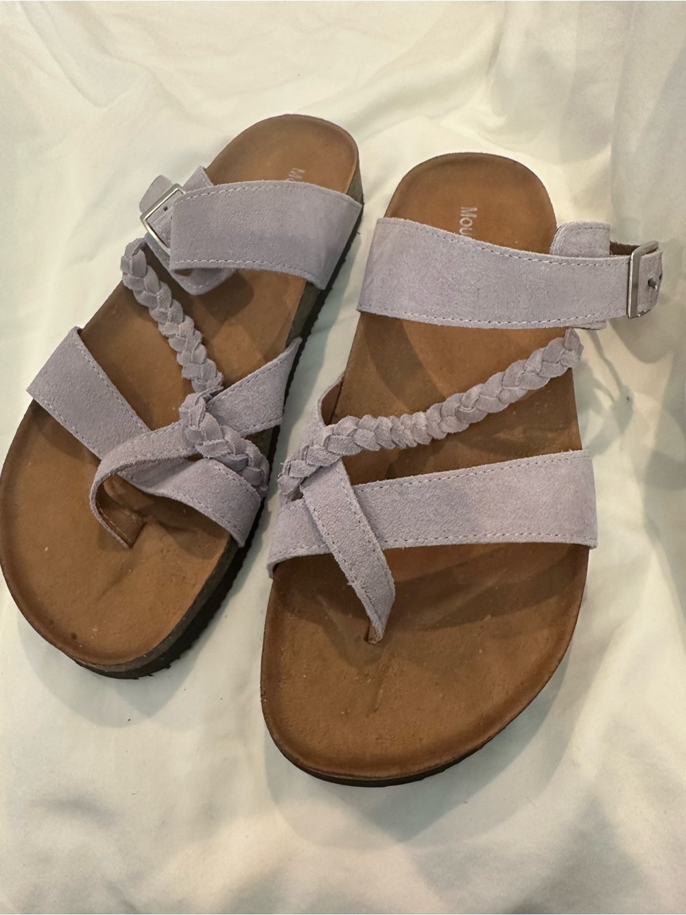 Braided Lavender Suede Women's Sandals with Adjustable Strap